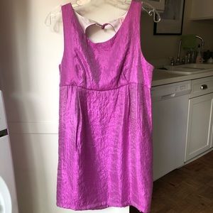 Shimmery Fuchsia Dress with Keyhole Back + POCKETS